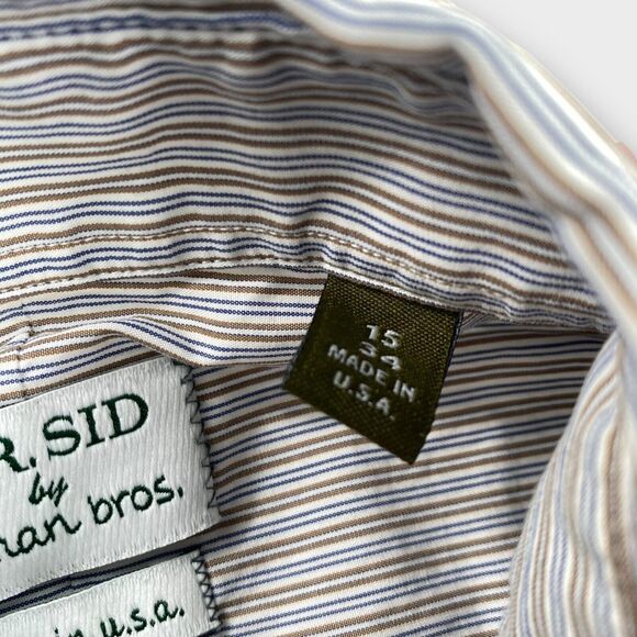 Gitman Bros Mr Sid Dress Shirt Mens 15 - 34 Striped Button Up Spread Made in USA - Picture 7 of 11